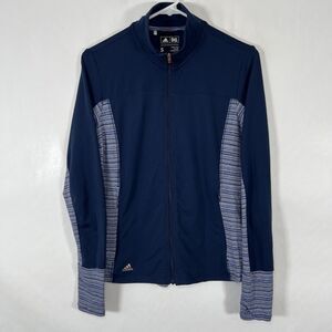 Adidas Golf Full Zip Performance Jacket Womens Size Small Navy Blue Thumb Holes